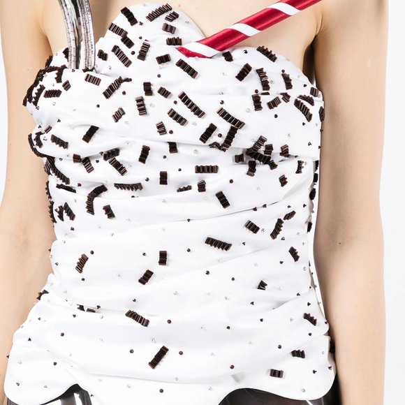 SS22 RUNWAY $5880 MOSCHINO COUTURE Jeremy Scott Milkshake Straw Asymmetric Dress - Picture 6 of 16